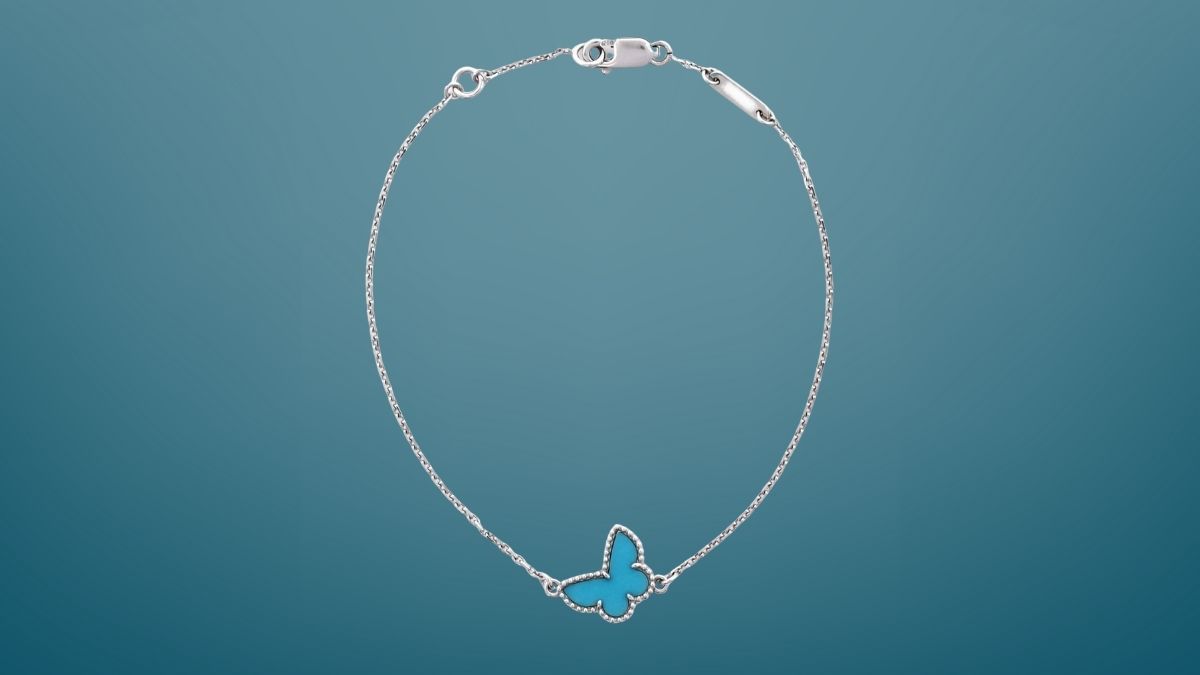 Van Cleef & Arpels Sweet Alhambra Butterfly Bracelet in White Gold and Turquoise
