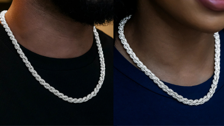 GLD's 8mm Diamond Rope Chain in White Gold: Luxury That Lasts