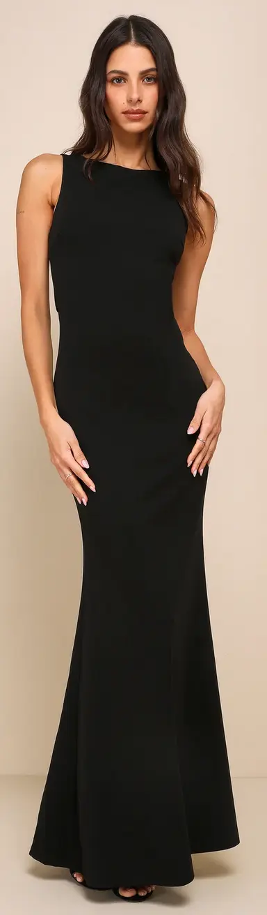 Love In Your Eyes Black Knotted Mermaid Maxi Dress