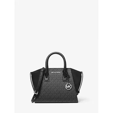 Michael Kors Avril Small Logo Top-Zip Satchel Black One Size