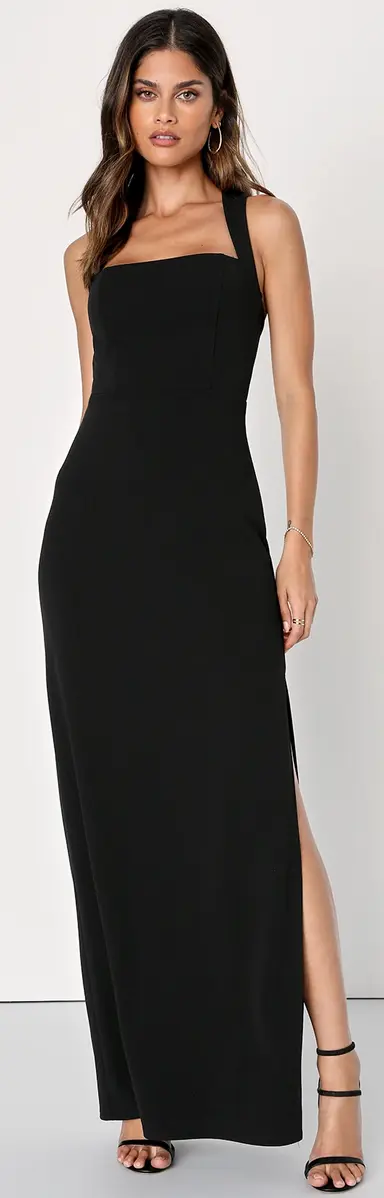 Glamorous Dedication Black Sleeveless Column Maxi Dress