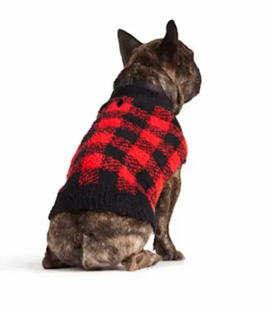 Merry Makings Buffalo Check Sweater for Cats and Dogs, Medium