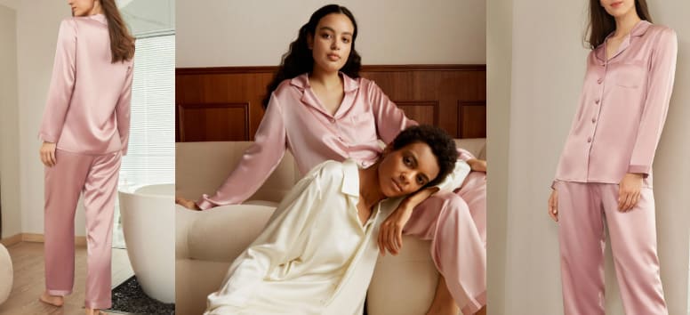 Full Length Silk Women Pajamas Set