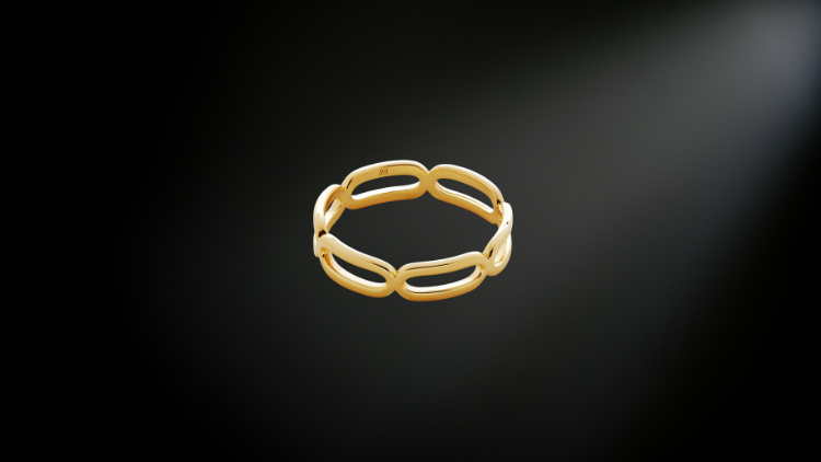 Iced Paper Clip Ring in Yellow Gold Vermeil: GLD's Luxury Statement Piece