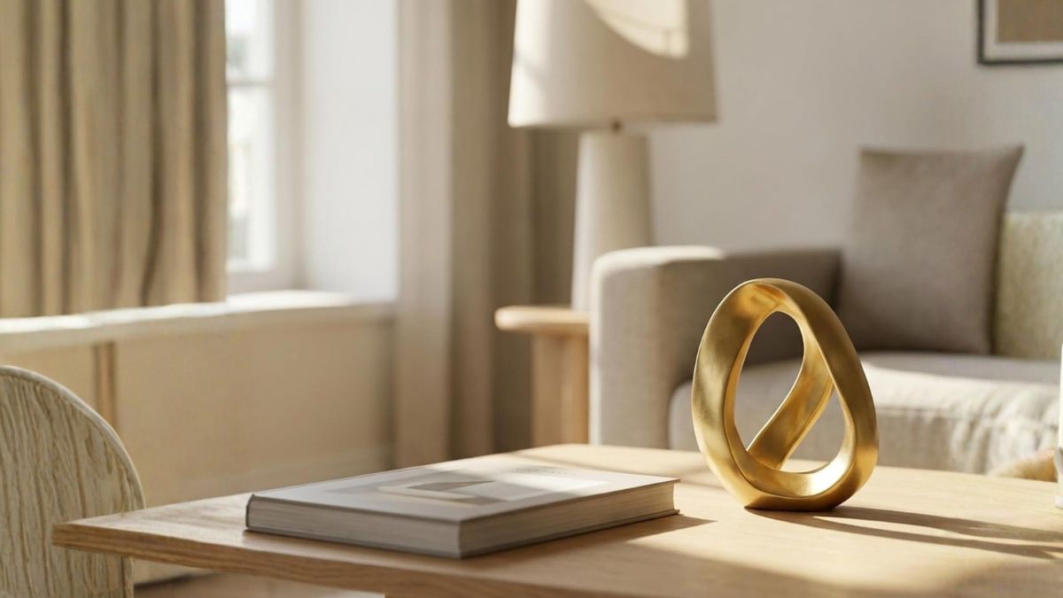 Abstract Gold Knot Sculpture: A Minimalist Accent for Modern Interiors
