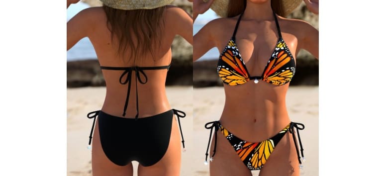 MODLILY® Tie Butterfly Print Orange Bikini Set