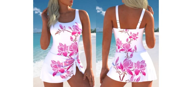 MODLILY® Tie Floral Print Pink One Piece Swimdress