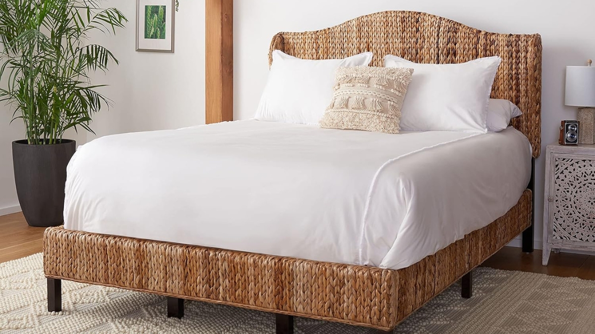 This SAFAVIEH Finola Rattan Queen Bed Turns Heads for a Reason
