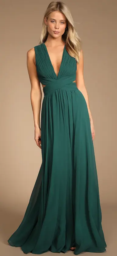 Vivid Imagination Emerald Green Cutout Maxi Dress