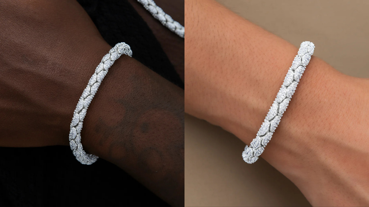 GLD's Diamond Pave Snake Link Bracelet in White Gold: The Ultimate 6mm Luxury Statement