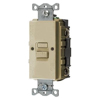 Bryant Electric GFBFST20I 20 Amp 125V Commercial/Residential Self Test Faceless GFCI Receptacle, Ivo
