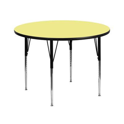 Flash Furniture 42'' Round Yellow Thermal Laminate Activity Table - Standard Height Adjustable Legs,