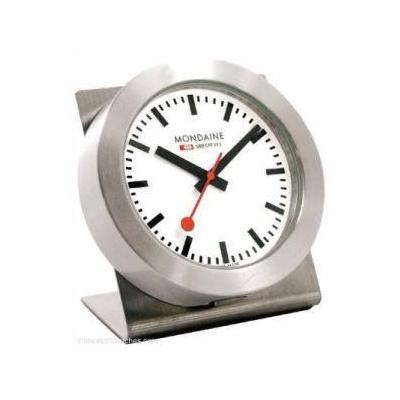 Mondaine Magnetic Desk Clock with Stand Brushed Steel Classic White A660.30318.81SBB