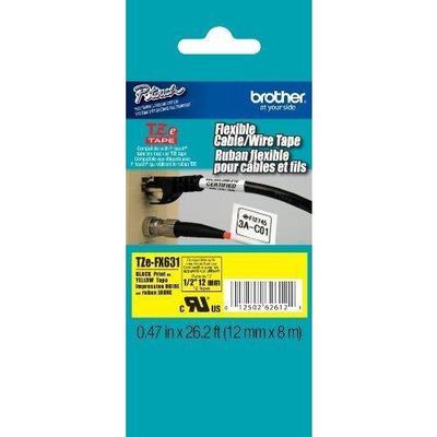 Brother TZeFX631 Flexible ID Tape (Black on Yellow, 0.47" x TZE-FX631