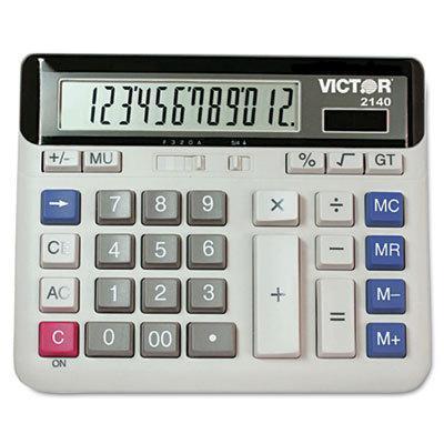 Victor PC Touch 2140 Desktop Calculator (12 Characters - LCD - Solar, Battery Powered - 7.5" x 6" x