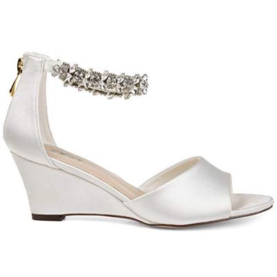 Brinley Co. Womens Jeweled Open-Toe Wedge White, 8 Regular US