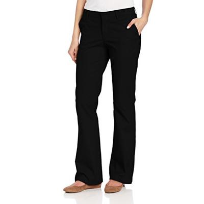 Dickies Women's Flat Front Stretch Twill Pant, Black, 16 Regular