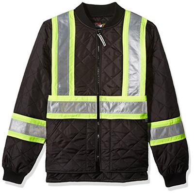 Work King Safety Men's Hi Vis Quilted Safety Jacket, Black, L