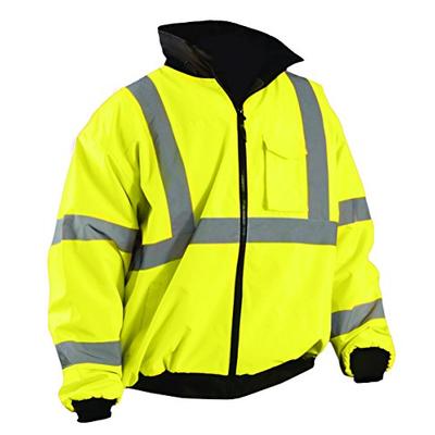 OccuNomix LUX-ETJBJ-Y2X High Visibility Fleece Lined Bomber Jacket with Roll-Away Hood and 4 Pockets
