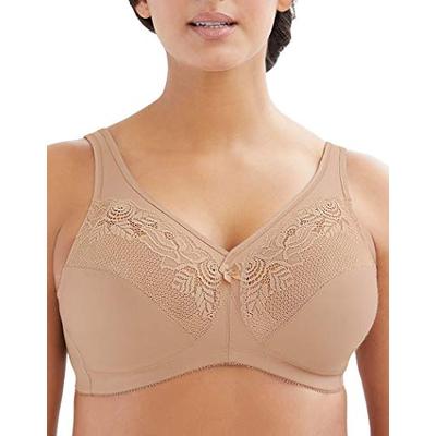 Glamorise Women's Plus Size Full Figure MagicLift Wirefree Minimizer Support Bra #1003, Café, 40D