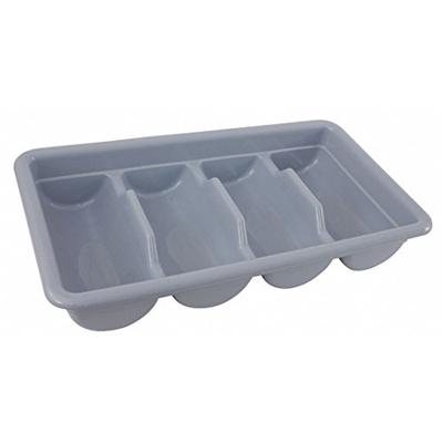 Crestware 4 Compartment Grey Cutlery Box, Plastic Construction, Stainless Steel Look, 17-Inch by 10-