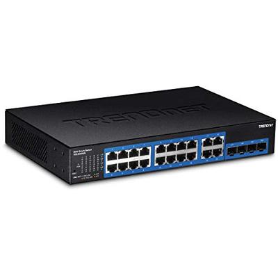 TRENDnet 20-Port Gigabit Web Smart Switch, 16 x Gigabit Ports, 4 x Shared Gigabit Ports (RJ-45/SFP),
