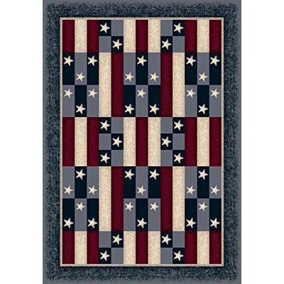 Milliken Seasonal America Patchwork Area Rug Denim/2'8" x3'10/Rectangle/Nylon/Blue