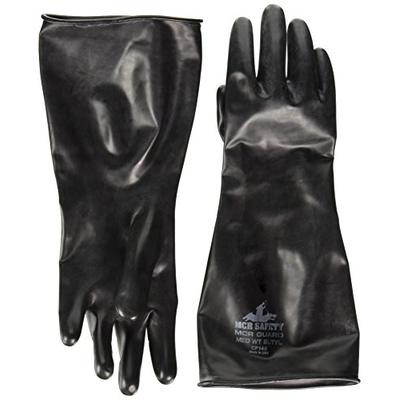 MCR Safety CP14S Butyl Rubber Gloves, 14 Mil Smooth Finish, Gauntlet Rolled Cuff, 14" Length, Small,