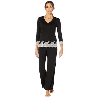 Natori Luxe Shangri-La PJ (Black/Cocoon Lace) Women's Pajama Sets