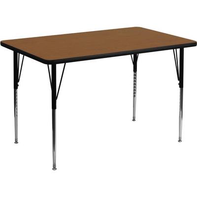 24''w X 60''l Rectangular Activity Table With 1.25'' Thick High Pressure Oak Laminate Top And Standa