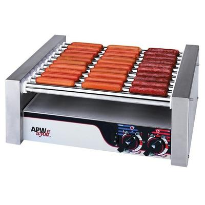 APW Wyott XPERT Series 13" W Non-Stick Hot Dog Roller Grill (HRS-20S) - Stainless Steel