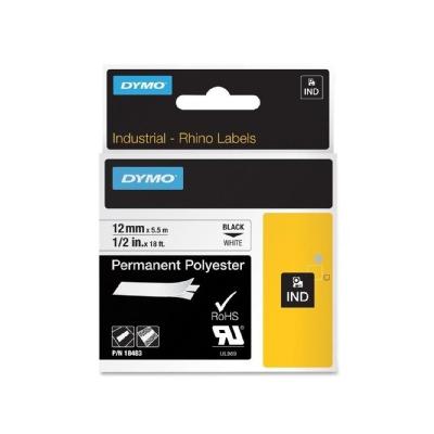Rhino Permanent Poly Industrial Label Tape Cassette - 1/2in x 18ft - White
