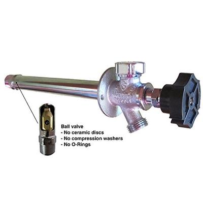 Quarter Ball ¼-Turn Ball Valve Frost Proof Sillcock; 12" wall thickness; ½ m.p.t. x ½ copper inlet c