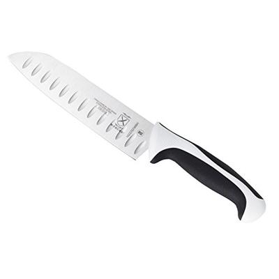 Mercer Culinary M22707WBH Millennia 7-Inch Granton Edge Santoku Knife, White