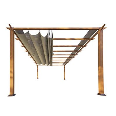 Paragon Outdoor PR16WD1S 11 x 16 ft. Verona Aluminum Pergola (Canadian Wood/Sand Canopy)