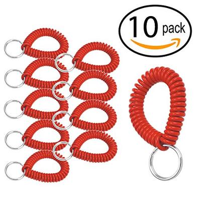 Lucky Line 2" Diameter Spiral Wrist Coil with Steel Key Ring, Flexible Wrist Band Key Chain Bracelet