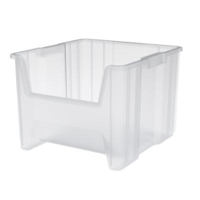 Akro-Mils 13018 Stak-N-Store Stacking Hopper Front Plastic Storage Bin, Clear, Case of 2