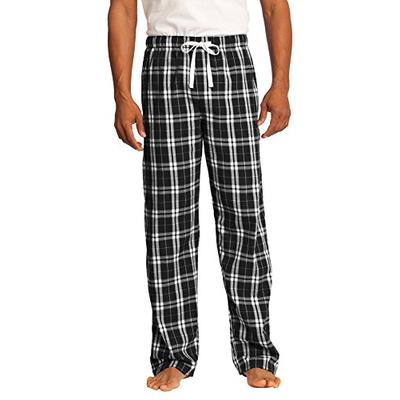 District Men's Young Flannel Plaid Pant L Black